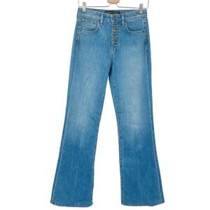 Veronica Beard Womens Crosbie‎ Button Fly Denim High Rise Wide Leg Jeans 26 Blue